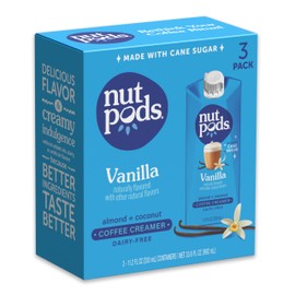 nutpods Vanilla Non Dairy Coffee Creamer, Sweetened with Organic Cane Sugar, Made from Almonds and Coconuts, Gluten Free, Non-GMO, Vegan, Kosher, Plant Based (3-Pack)