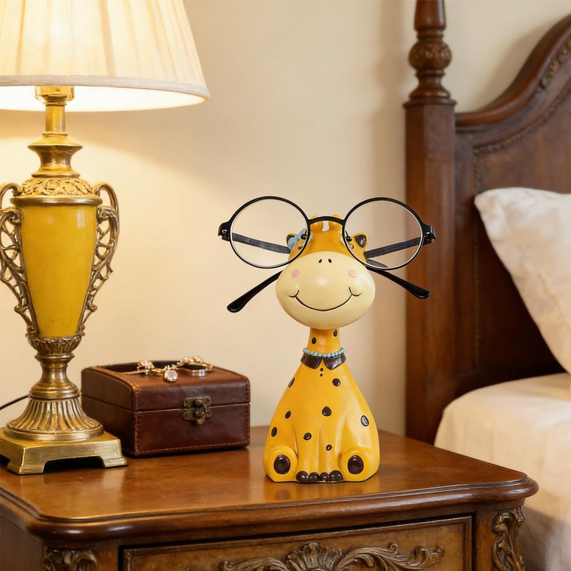 BlissfulVistas Resin Animal Eyeglass Holder, Decorative Animal-Shaped Glasses Stand for