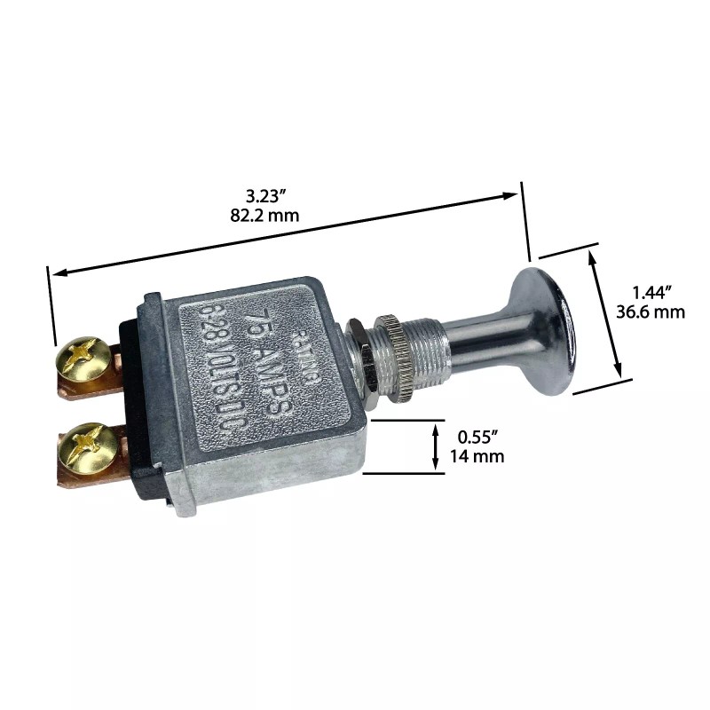 Automotive Authority 75 Amps Heavy Duty Push Pull On-Off Switch