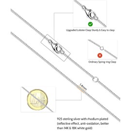 OSTAN Silberkette Damen Ohne Anhänger 925 Silber kette für Damen Panzerkette Halskette Sterlingsilber Vergoldet Breite 1,4mm Verlängerte kette Damen 40cm 45cm Wasserdichte Feine