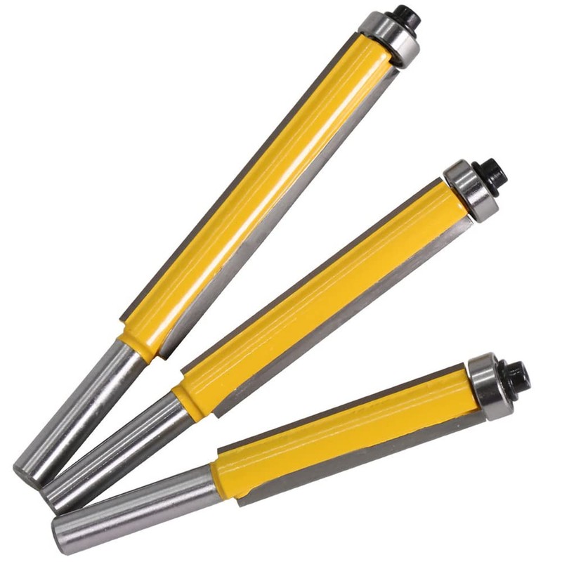 Bestgle 3Pcs 8mm Shank Extra Long Straight Router Bit Set