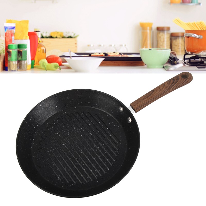 Round Grill Pan Universal Non Stick Multifunctional Flat Bottom Frying