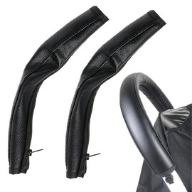 EIH1 2 Pieces Baby Pram Handle Cover Universal Handle Dustproof PU Leather Pram Armrest PU with Zip PU Leather Pram Armrest Suitable for Most Pushchairs Black, yellow