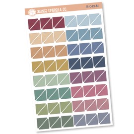 Mini Blank Corner Planner Stickers, Muted Rainbow Color Coding Planner Labels, Payday or Work Stickers (B-049-M) (#906-007-068S-WH)