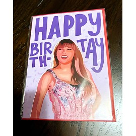 Unbranded TAYLOR SWIFT HAPY BIRTH-TAY CARTOON BIRTHDAY CARD~5"x7"~BLA