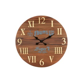 HomeRoots 24" Brown Solid Wood Silent Analog Round Wall Clock