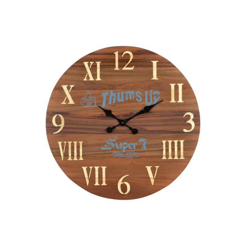 HomeRoots 24" Brown Solid Wood Silent Analog Round Wall Clock