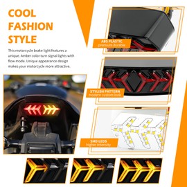 DREAMIZER LED Tail Light w/Turn Signal Sequential Motorcycle Taillight Compatible with Honda Grom MSX125 CBR650 CTX700 CTX700N and More (Red)
