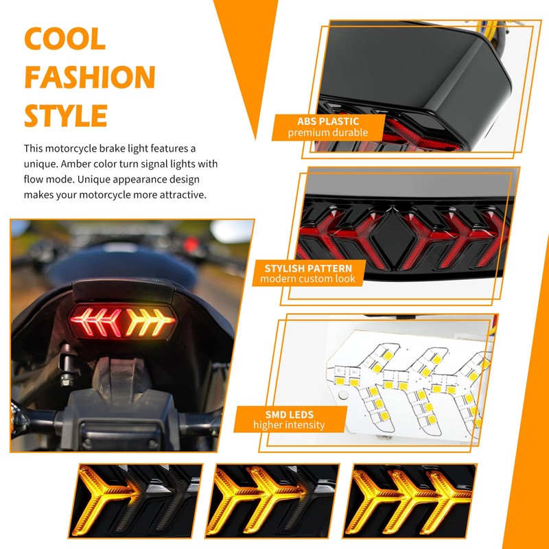 DREAMIZER LED Tail Light w/Turn Signal Sequential Motorcycle Taillight Compatible