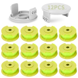 Zaxiva Pack of 14 Updated Model Replacement Grass Trimmer Spool Works with Ryobi One+, Ryobi AC80RL3/AC14HCA Grass Trimmer Spool, Diameter 2 mm, 3.4 m Length Thread Spool (12 Spools + 2 Caps)