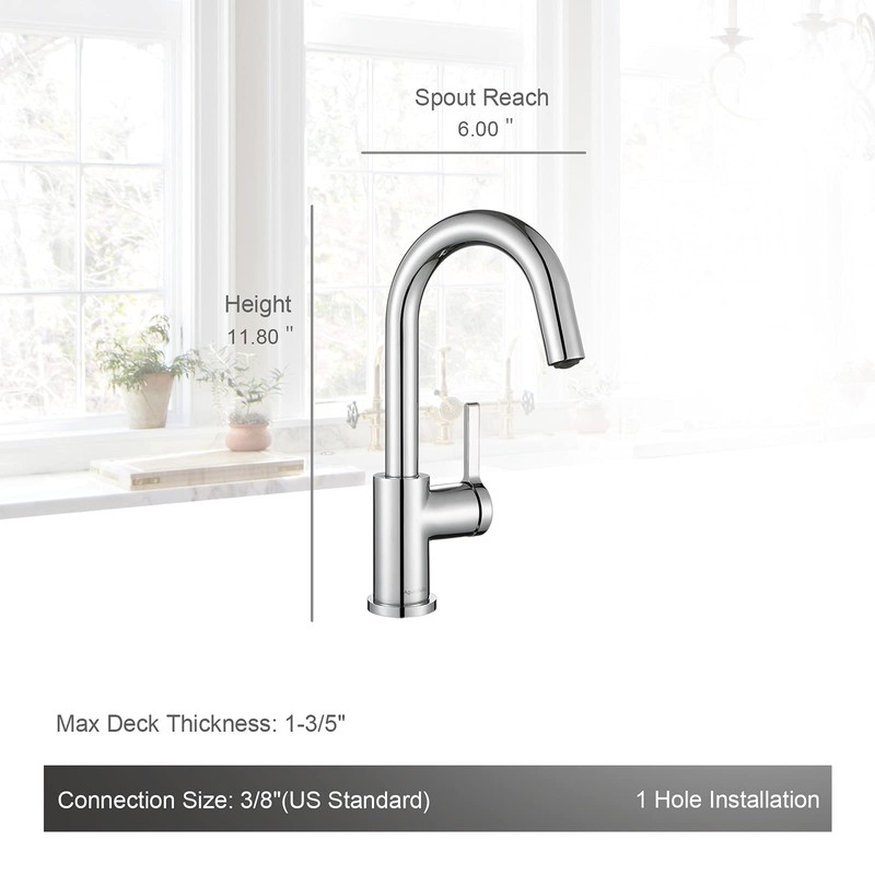 AguaStella AS1010CH Chrome Bar Faucet or Prep Kitchen Sink Faucet