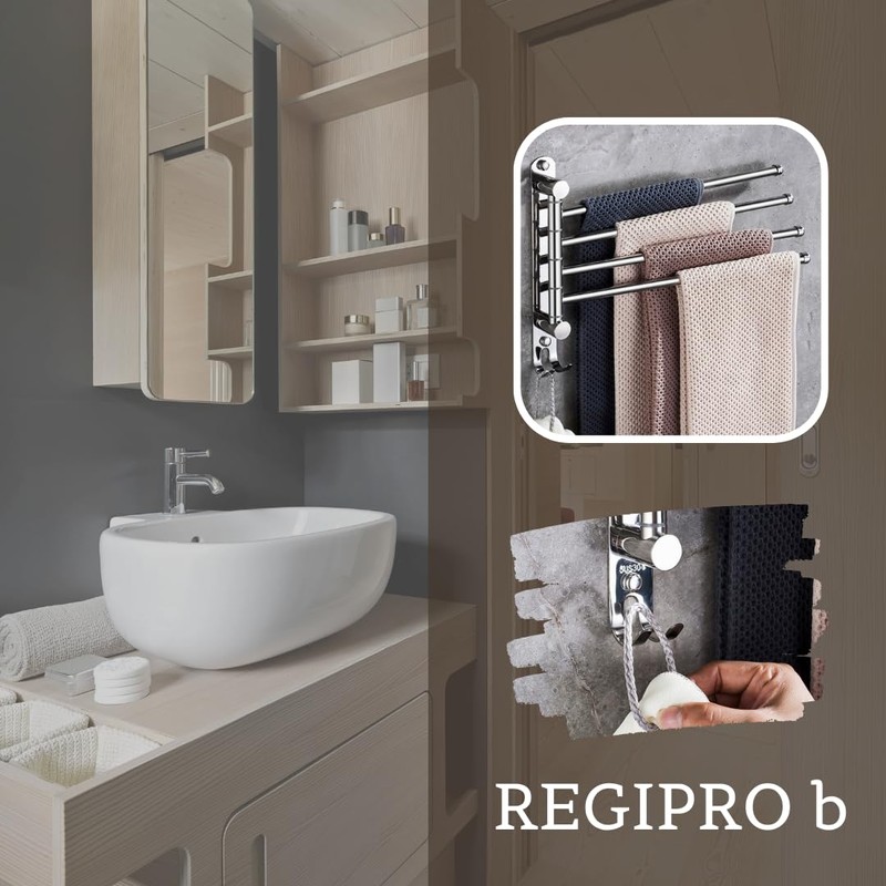 Regipro b Swing Arm Towel Hanger SUS304 Stainless Steel Wall