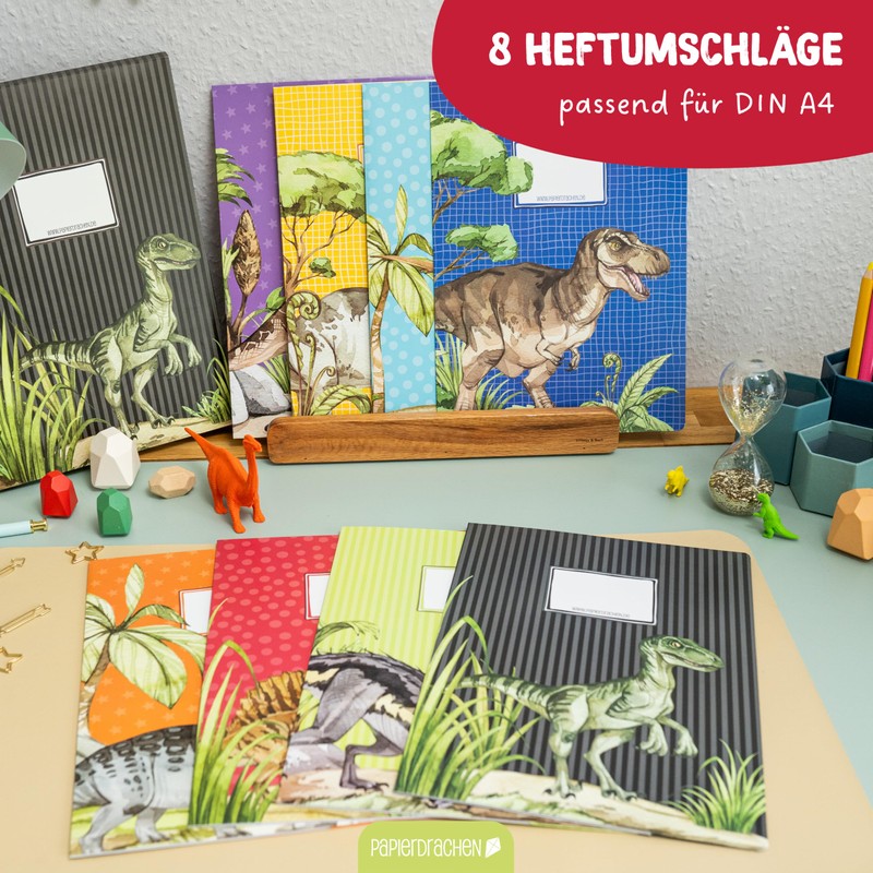 Papierdrachen 8 High-Quality Paper Notebook Covers for Children, A4, World