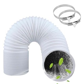 ComPDCVD White Exhaust Hose 80 mm Length 3 m PVC Flexible Aluminium Pipe Hose Aluminium Flexible Hose with 2 Hose Clips Stainless Steel for Air Conditioning Mobile Air Conditioning Tumble Dryer