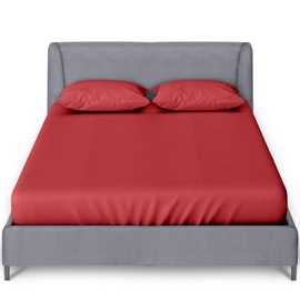 GC GAVENO CAVAILIA Plain Sheets King Size (150 X 200 Cm) | 10 Inch/ 25 Cm Deep Elasticated Corners Fitted Sheet | Breathable Polycotton King Size Sheets Fitted | Red
