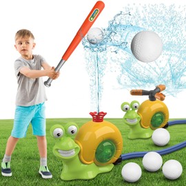DAQI 2 en 1 Juguetes de Béisbol para Niños, Aspersor de Agua de Caracol Divertidos con 2 Cabezales de Aspersor, Juguetes de Agua para Niños Niñas de 3 4 5 6 7 8 9 10 Años, para Patio, Exterior,Jardín