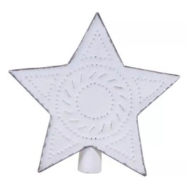Unbranded Rustic White Tin Star Tree Topper = SALE