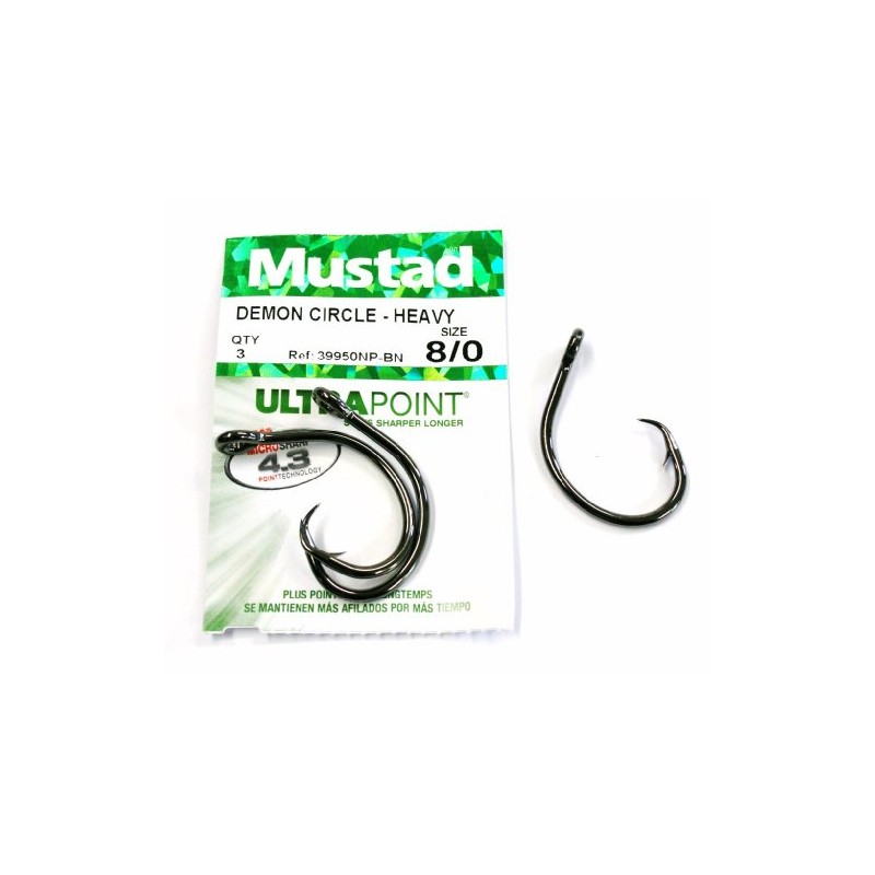 1 Packet of Mustad 39950NP-BN Size 8/0 Demon Perfect Circle