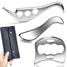 GYX COELE Stainless Steel Gua Sha Massage Tool Set, IASTM Muscle Scraper with Storage Pouch, 3 Pieces