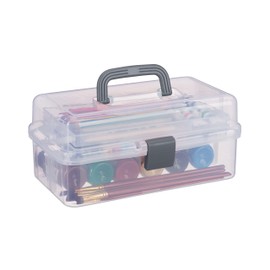 Relaxdays Storage Box 9 Compartments Sorting Box Craft Material Sewing Kit H x W x D: 14.5 x 33 x 19 cm Transparent/Grey