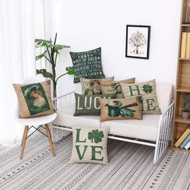 TRENDIN St Patricks Day Pillow Cover 20x12 Inch for Couch Luck of The Irish Happy Saint Patricks Day Decorations for Home Decor Pillowcase Cotton Linen PL418TR
