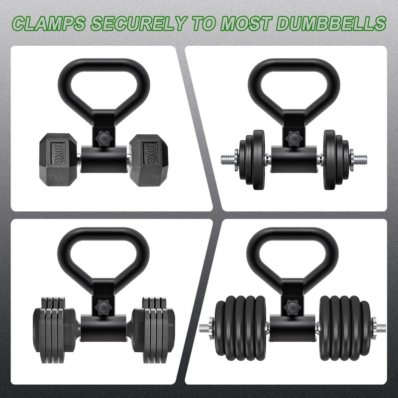 SELEWARE Versatile Steel Dumbbell to Kettlebell Converter Handle, Non-Slip Ergonomic