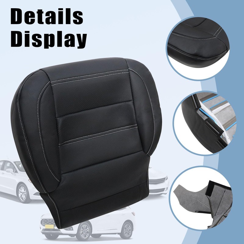 SecosAutoparts Driver Bottom Replacement Perforated Leather Seat Cover #H2X Jet