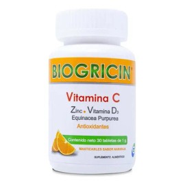 Biogricin Vitamina C 30 Tabs Masticables De 1 G Sabor Naranj                                                                                          