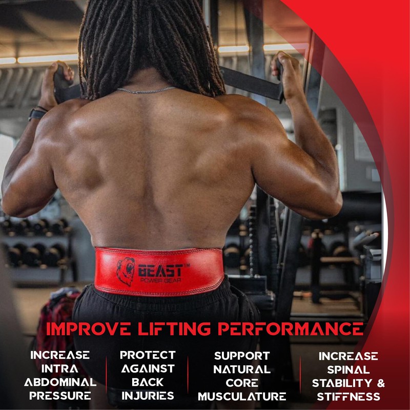 Beast Power Gear Weight Lifting Belt - 4” Genuine Leather