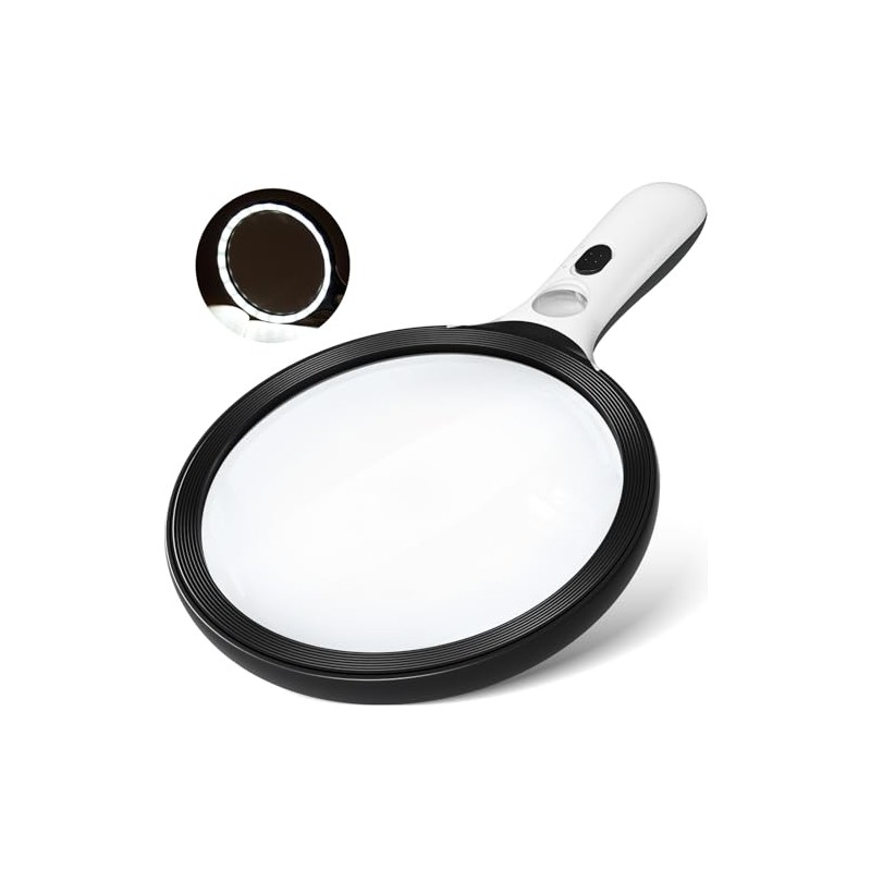 Magnifying Glass with Light Large 5" Lens, Handheld Illuminated Lighted