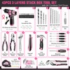 WORKPRO Pink Cordless Drill Driver with Toolbox, 43PCS Pink Tool