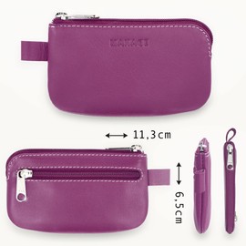 MANAGE Leather Key Case with Coin Compartment and Key Ring - Key Case with Zip for Men and Women - Large Choice of Colours, pink