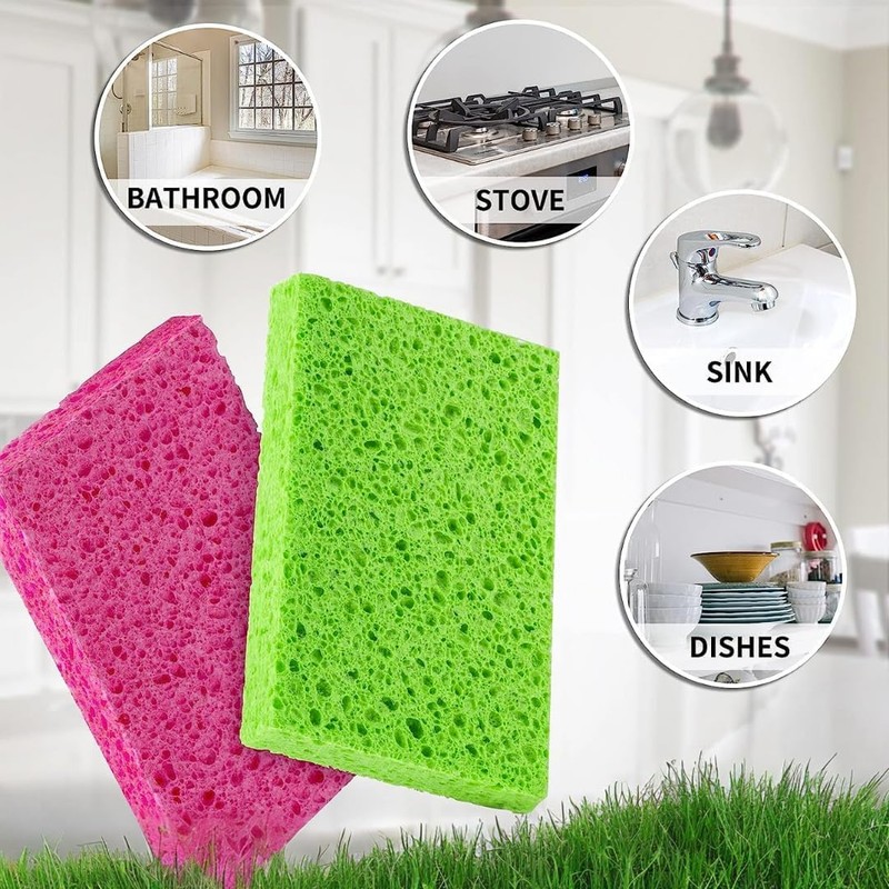 bioGo 30 Pack Compostable Pop-Up Sponges - Expanding, Non-Scratch, Plant-Based