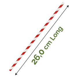 Red/White Stripes 26 x 0.6 cm Extra Long Disposable Paper Drinking Straw 100 Pieces - for Drinking and Crafts