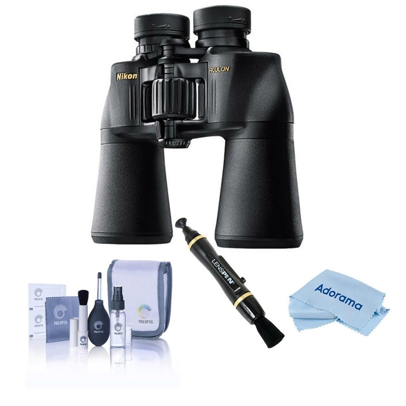 Nikon 16x50 Aculon A211 Waterproof Porro Prism Binocular, Black, Bundle