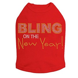 Bling on The New Year- Bling Rhinestone New Year Dog Shirt, 3XL Red