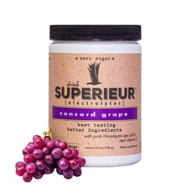 Superieur Electrolytes – Plant Based Electrolyte Supplement w/Sea Minerals for Hydration & Recovery–Keto Friendly, Non-GMO, Zero Sugar, Vegan Healthy Sports Drink Powder – Concord Grape (70 Servings)