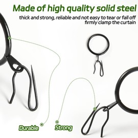 44 Pcs Metal Drapery Curtain Rings with Hooks Hanging Curtain Pin Hooks for Drapes for Window Door Shower(30 mm, 44 Pcs)