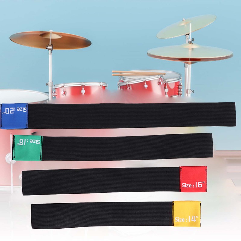 4pcs 14/16/18/20 Inch Drum Cymbal Mute Belt Practice Silencer Dampener