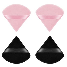 Ainiv 4 PCS Powder Puff, Triangle Makeup Puff, Reusable Soft Powder Sponge, Washable Wet Dry Dual-Use Cosmetic Puff, Face Powder Puff for Loose Powder Foundation Cream Blush Wetand or Pressed Powder