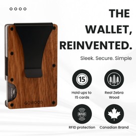 GOWOOD Wooden Credit Card Holder & Wallet for Men & Women RFID Blocking Money Clip, Business Card Holder, ID Card Holder, Travel Wallet | Porte Feuille Pour Femme, Portefeuille Pour Homme