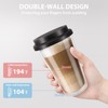 Double Walled Glass Coffee Mugs with Silicone Lids,12 OZ 2