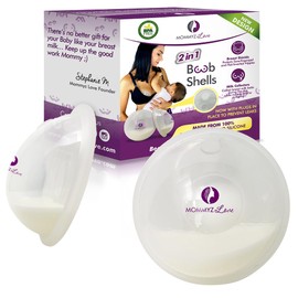 Mommyz Love Breast Shells & Milk Catcher for Breastfeeding New Model with Plugs - Breast Milk Catcher to Relieve Cracked Sore & Engorged Nipples - Breast Shells Milk Collector for Leaking Milk 2 Pack