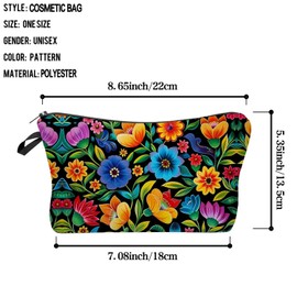 Livel lhood Colorful Floral Makeup Bag Cute Small Organizer Zipper Pouch Colorful Floral Cosmetic Bag Birthday Present for Women Friends -1