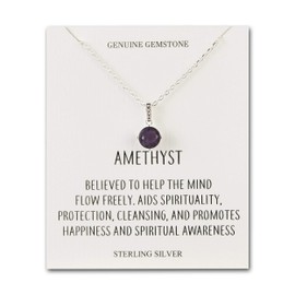 Philip Jones Sterling Silver Amethyst Gemstone Necklace with Quote Card