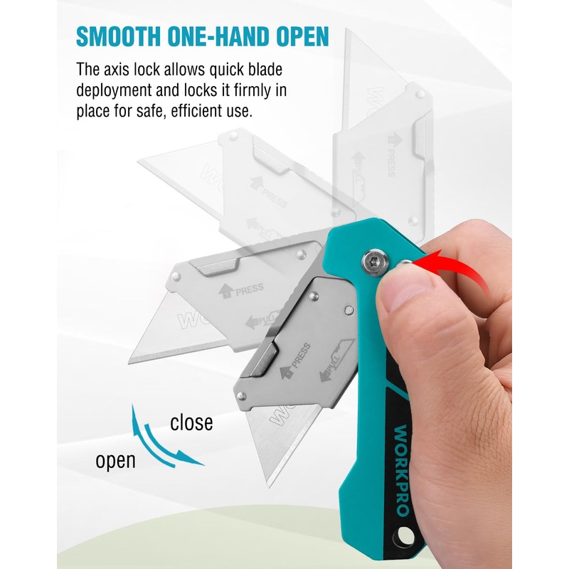 WORKPRO Folding Utility Knife, Mini Box Cutter with Quick Open