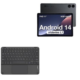 BoxWave Keyboard Compatible with AGM PAD P2 Android 14 Tablet (11 in) - SlimKeys Bluetooth Keyboard with Trackpad, Portable Slim TouchPad - Jet Black