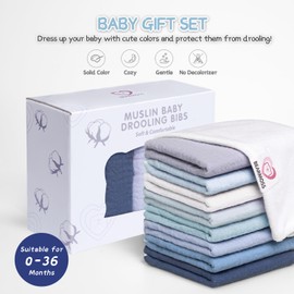 Bearmoss Bearmoss Muslin Baby Drooling Bibs 8 Pack, 100% Cotton Square Adjustable Bandana Bibs Gift for Baby Girls Boys Teething Drool (Mint Iceberg)