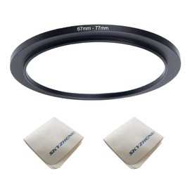 67mm Lens to 77mm Camera Lens Adapter 67mm to 77mm Step Up Ring Adapter Ring for All Brands of UV ND CPL, with Premium Lens Wiping Cloth 2 Pack (67mm-77mm)