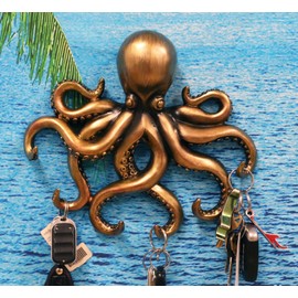 Ebros Gift The Call of Cthulhu Deep Sea Kraken Octopus Monster Wall Mount Key Holder Tentacle Hooks Sculpture Plaque Figurine 11.25" H